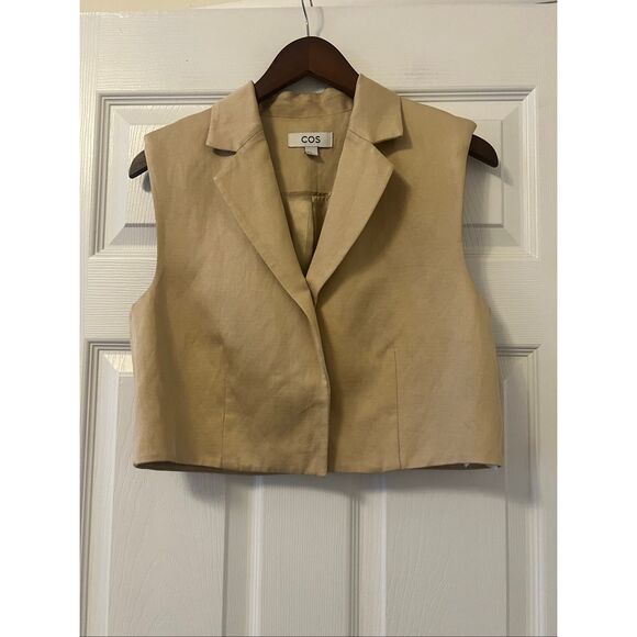 COS Cropped Linen-Blend Waistcoat – Beige - Picture 1 of 15
